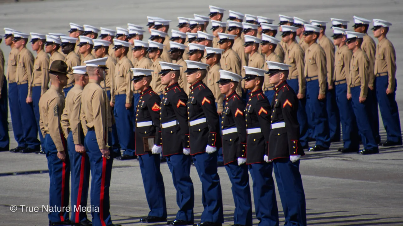 Marine Recruits at attention for graduation